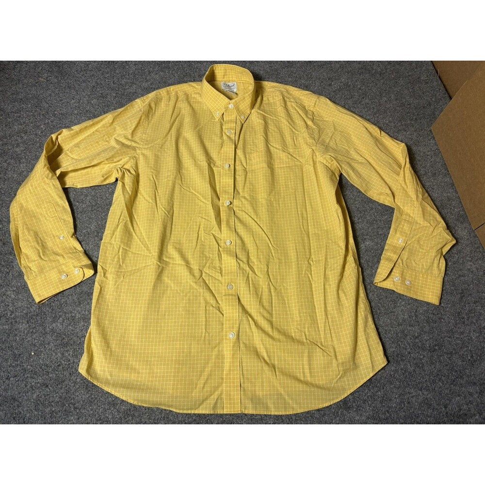 L.L. Bean Shirt Mens L Yellow Check Long Sleeve Button-Down Casual Cotton